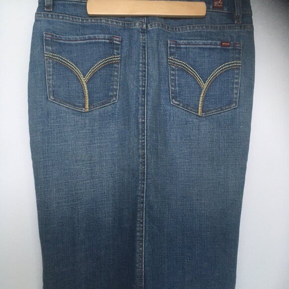 Dish Denim 29" waist midi-length skirt with front -slit - Picture 2 of 8